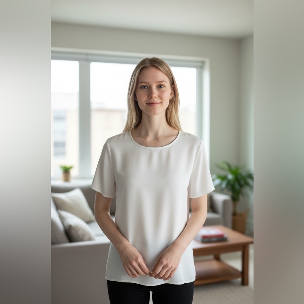 Eileen Fisher-Medium- 💯 Silk- Light Green Blouse